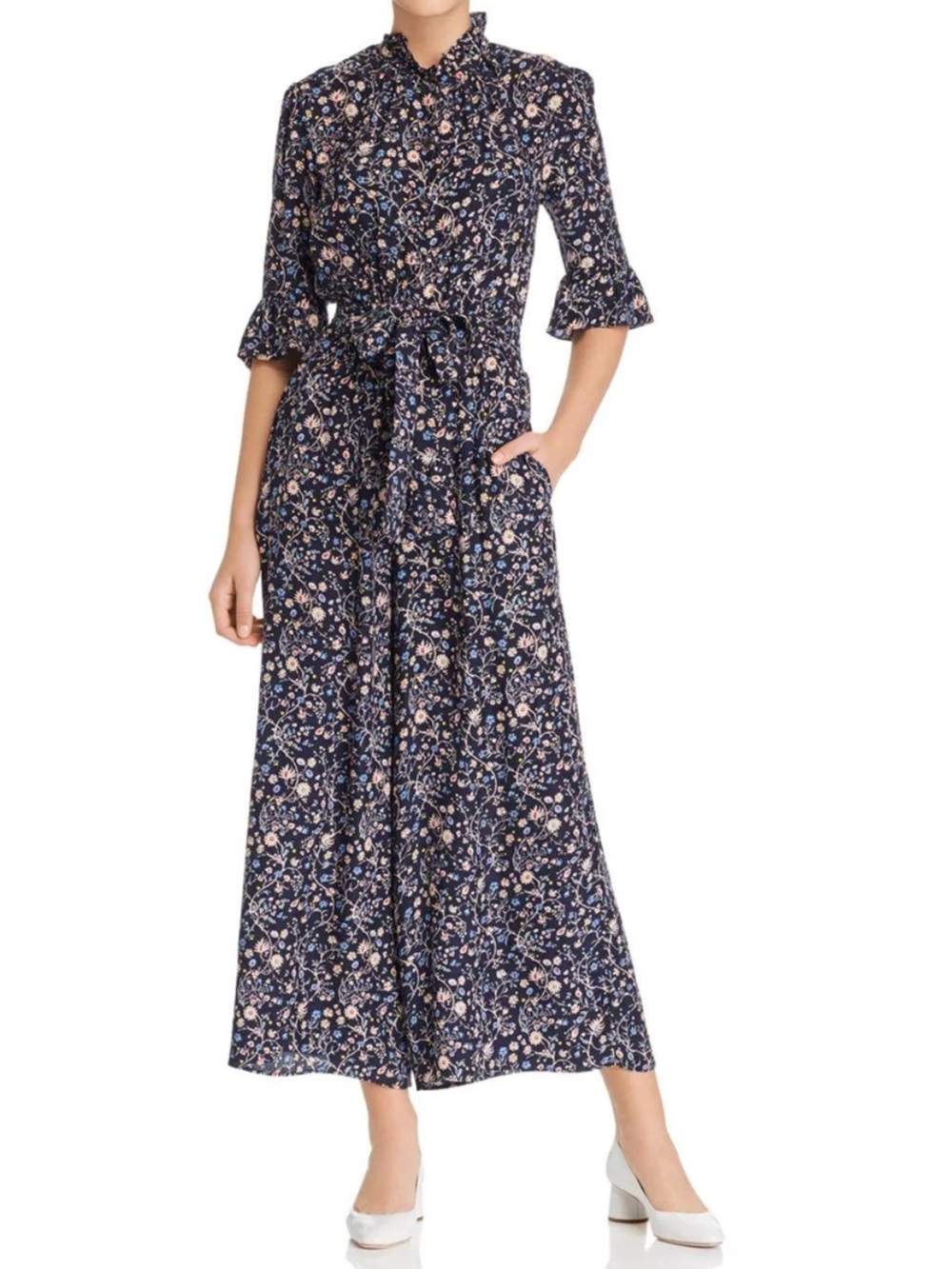 Rebecca Taylor Vivianna Vine Floral Navy Jumpsuit Size 2